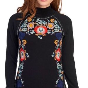 Free People // embroidered floral mock neck